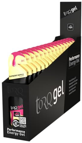 Torq Ondulazione di lampone gel energetico - Gel per sport, ciclismo e corsa con 30 g di carboidrati, confezione da 15