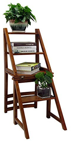 4 Tier Step Stool Wooden Household Folding Stairs Stool Indoor Flower Shelf/Ladder Stool Home Bathroom Office Furniture Heavy Duty Max. 150kg