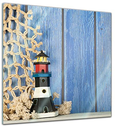 Bilderdepot24 Glasbild Home Dekor Leuchtturm - 30x30 - Deko Glas - brilliante Farben, inkl. Aufhängung