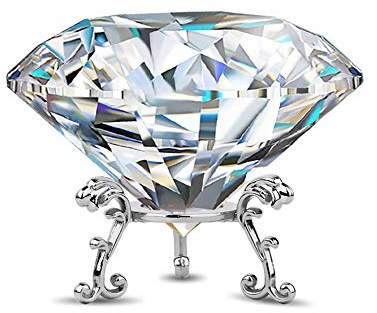 Adwikoso Large Crystal Diamond Paperweight with Stand Jewels Wedding Decorations Centerpieces Home Decor 3.15 inch (Clear)