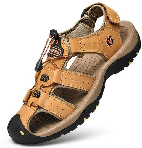 Unitysow Sandaler Herr Bekväma Sportsandaler Sandaler Med Stängd tå för Män 39-46 EU,Gul,39 EU