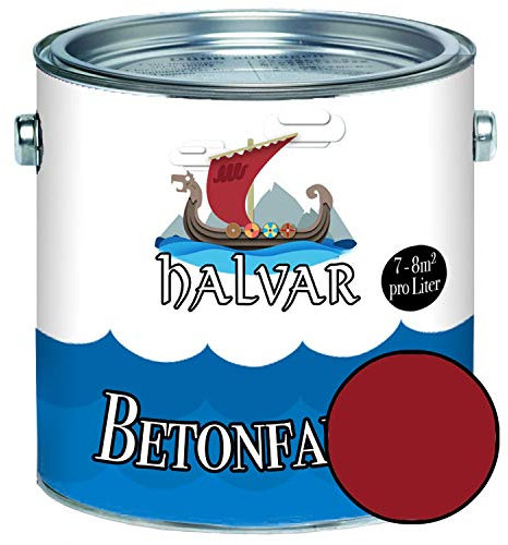 Halvar Betonfarbe/Bodenbeschichtung SEIDENMATT Rot RAL 3000-3031 Fassadenfarbe (2,5 L, RAL 3003 Rubinrot)