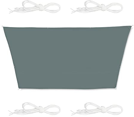 Relaxdays Sonnensegel Trapez, 3 x 4 x 2 x 2 m, wasserabweisend, UV-beständig, mit Spannseilen, Terrasse, Balkon, grau