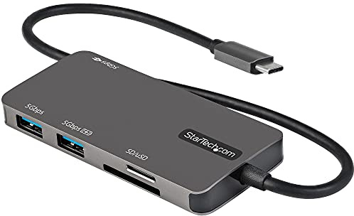 StarTech 6-in-1 USB-C Mini-Dock, 4K HDMI, 100W PD, SD MicroSD, 3X USB | USB-C auf HDMI, MicroSD, Power Delivery Pass-Through, GbE, 30cm Kabel, tragbar