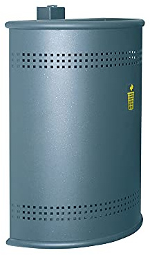 OFITURIA® Papelera para Exterior Metálica Capacidad 44 litros Color Oxidón Perforada Anclaje a Pared Mecanismo Descarga Abatible