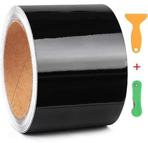 Kaliwa Auto Folie Glänzend Schwarz 10cm*9M, selbstklebend Autofolie aus Vinyl, Lackschutzfolie Schutzfolie für Auto/Fahrrad/Motorrad - 10cm x 9M