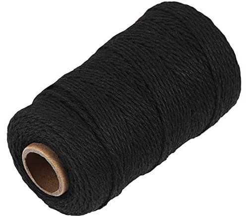 Black Natural Cotton Craft String - Ohtomber 328 Feet 2MM Bakers Twine for DIY Crafts and Gift Wrapping