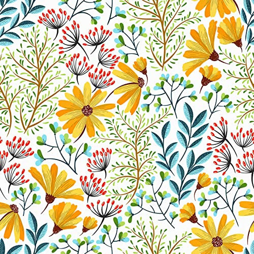 Tapete Gold Blumen 60cm X 300cm Möbel Klebefolie Muster Selbstklebende Tapeten Grün/Blau Blätter Wohnzimmer Folie Selbstklebend für Möbel Küchenschränke Blumentapete Badezimmer Wasserfest Wandtapete