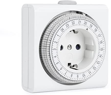 Presa Timer Meccanico, G-Homa Timer Analogico per Interni con 96 Segmenti, Intervallo di Commutazione 15 min, Ciclo On/Off Giornaliero, per Decorazioni Natalizie, Sicurezza Bambini