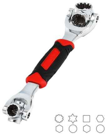 MAGIC SELECT Clé à Cliquet Universelle 48 en 1. Clé à Douille avec Tête Rotative à 360º, Têtes de 8 à 19 Mm. Outil de Réparation Multifonction Pour la Maison, la Voiture. Acier CRV.