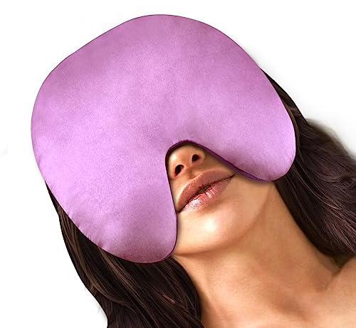 RelaxCoo Beheizte Sinus-Gesichtsmaske für Kopfschmerzen, trockene Augen, Migräne, Druckentlastung der Nebenhöhlen, warme kalte Kompresse, Lavendel-Augenkissen beschwert für Entspannung, Schlaf, Yoga,