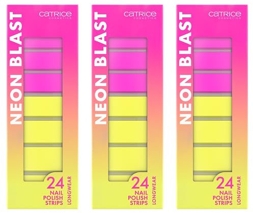 Catrice Neon Blast Nail Polish Strips, Nagelsticker, Nr. 010, Mehrfarbig, abdeckend, Einfach zu entfernen, hochpigmentiert, farbintensiv, Nanopartikel frei, 3er Pack (3x24pcs)