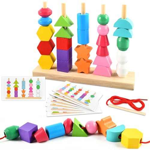 Zecouk Montessori Spielzeug ab 3/4/5/6+ Jahre Kinder Holzspielzeug Sortierspiel Motorikspielzeug Stapelspiel Frühes Lernspiele für Jungen Mädchen Bildungsgeschenke