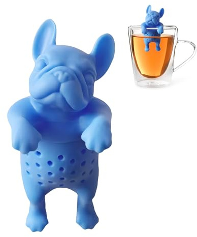 LVHEVIDIA Adorable bouledogue français infuseur thé, boule a the infuseu en silicone des ustensiles de cuisine, le filtre réutilisable de infuseur à thé est fait de silicone de qualité alimentaire