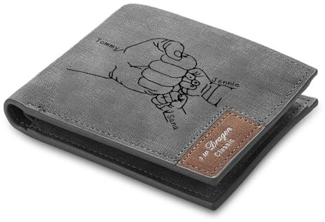 kaululu Personalisiert Herren Geldbörse Fauststoß Portemonnaie mit Foto Namen Faltbrieftasche aus PU-Leder mit Gravur Geschenke für Männer Weihnachten/Valentinstag/Vatertag/Geburtstag