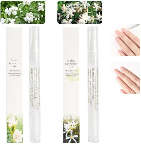 2 Stück Nagelhautölstifte für die Nagelpflege, Nagelhautrevitalisierungsölstift mit Weicher Bürste, Nagelhautöl zur Verhinderung von Nagelrissen und Trockenheit (Osmanthusblüten & Jasmingeschmack)