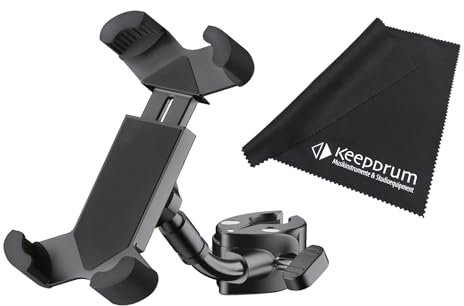 K-M 19755 Support pour Smartphone avec Pince pour Tubes et trépieds + Chiffon Microfibre Keepdrum
