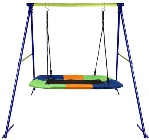 Dripex Schaukelgestell Kinder, Metall Schaukelgerüst bis 100KG Stabil 193x160*180cm Schaukel Gestell Outdoor Garten Spielplatz für Kinderschaukel Kletterleiter(mit Nestschaukel)