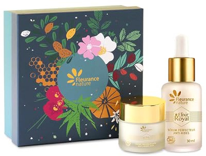 Fleurance Nature, Coffret Elixir Royal, cadeau soins visage femme, Cosmetique bio certifié ecocert, beauté femme, serum et crème visage