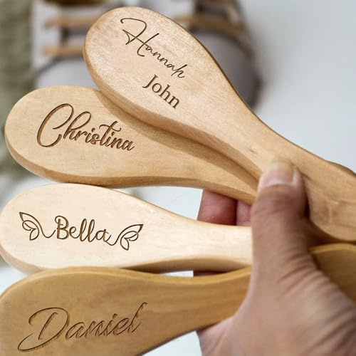 Babybürste Personalisierte Mit Namen, Personalisiert Holz Ziegenhaar Baby Haarbürste, Extra Weich Baby Haarbürste Infant, Geburt/Taufe/Geburtstag Baby Dusche Geschenke