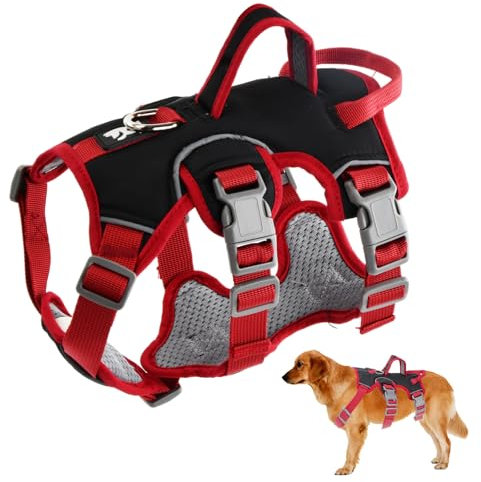 Shengxi Mehrzweck-Hundegeschirr, Anti Zug Hundegeschirr, Sicherheitsgeschirr für Kleine und Mittelgroße Hunde (Schwarz, L)