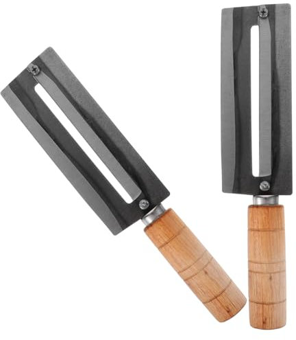 PRETYZOOM 2pièces Éplucheur Fruits Acier Haut avec Manche Bois Coupe-Ananas Et Trancheuse Sucre De Canne Polyvalente pour Cuisine Pratique