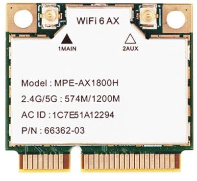 Louttary - Tarjeta de red sin interno, doble banda Gigabit -AX1800H WiFi6 MT7921 Mini PCI-E 2.4G/5G Mbps/1200Mbps BT5.2