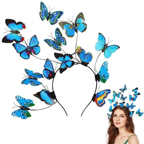 XIABYAYU Schmetterling Haarreif, Schmetterlinge Haarschmuck, Schmetterling Haarreifen, Stirnband Schmetterling für Damen Mädchen Karneval, Tanzkostüme, Fastnacht, Rollenspiele