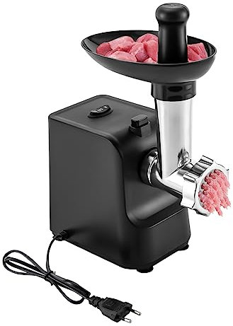 Elektrischer Fleischwolf Mid Edelstahl Schleifmesser,Elektrischer Fleischwolf Mit WurstfüLler,Elektrischer Fleischwolf 1100 W,FüR Restaurant,Supermarkt (Schwarz)