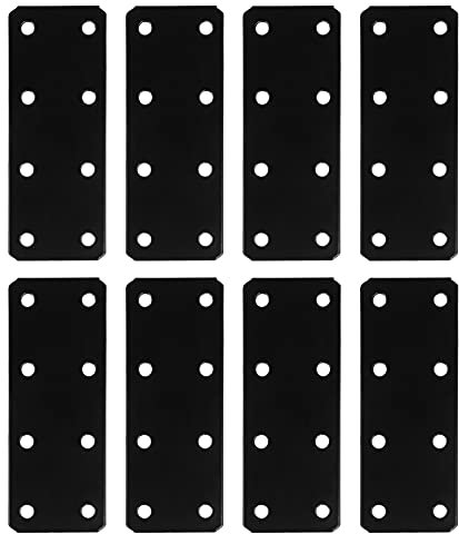 ULTECHNOVO 8stücke Gerade Spange Aus Eisen Flache Reparaturplatte Fixierplatte Schwarz Massiv Rostfrei Für Möbelreparatur Ersatz Für Klammer Befestigung Für Tische Truhen Regale