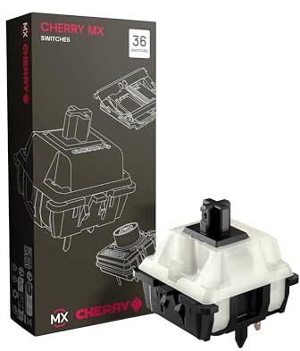 Cherry MX2A Black Clear Top Switch Kit, 36 Interruptores Mecánicos para Teclado DIY, Hot Swap o Gaming, Interruptor Lineal sin Clic, Potente y Directo