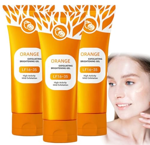 Coracode Gel Exfoliant Pour Le Visage à L'orange,Gel éclaircissant Exfoliant Visage Et Corps,Gél Peeling Visagé Au Orange,éclaircissant Et Hydratant,Résserre Les Pores,Nettoyage Hydratant (3PC, 50g)