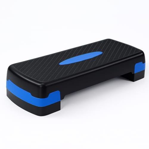 Plataforma Step aeróbic fitness en casa regulable en 2 alturas de 68 x 28 x 10/15 cm, base antideslizante, ideal piernas y glúteos, ejercicio cardio, peso máx. 150 kg, equipo de gimnasio