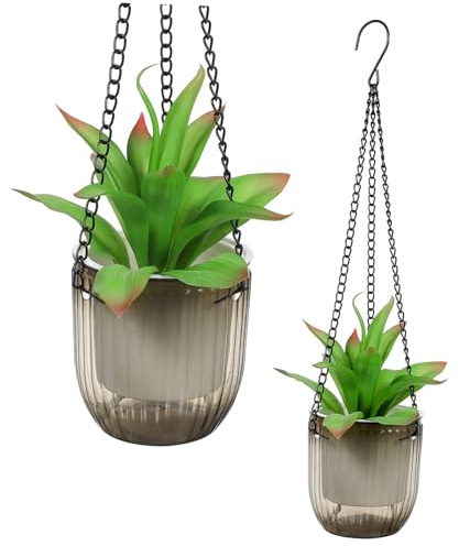 CIYODO 1 Juego Macetas Colgantes Autorriego Diseño Transparente Y Minimalista Cestas De Plantas con Sistema De Autorriego para Reducidos Interiores O Exteriores 2 Piezas