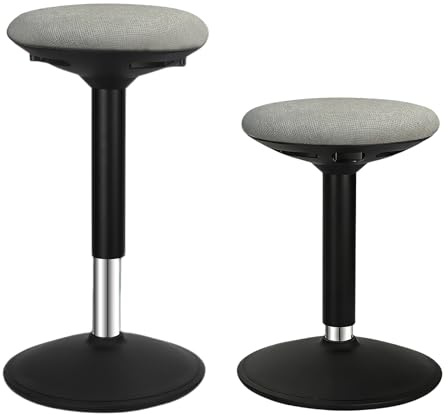 Standing Desk Balance Wobble Stools, Height Adjustable 22-32 Inch for Office and Classroom, Anti-Fatigue Standing Chairs, Ergonomic Stools with Anti-Slip Round Bottom, Grey
