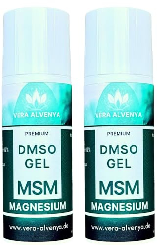 2x DMSO MSM Magnesium GEL 50% Original Methylsulfonylmethan Magnesiumchlorid hochdosiert DMSO 99,9 Prozent Reinheit mit Dimethysulfoxid 99,9% 2x50ml Airless HDPE-Tube, Natur