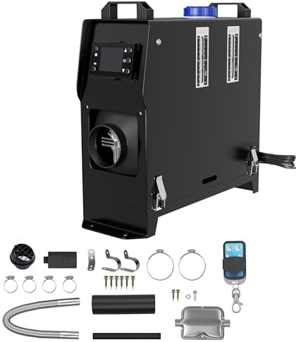 YRHome 12V 8kW Dieselheizung Standheizung Diesel Lufterhitzer mit LCD-Display, Fernbedienung & drehbarem Luftauslass – Auto, LKW, Wohnmobil, Boot, PKW, Anhänger Heizgerät Schwarz