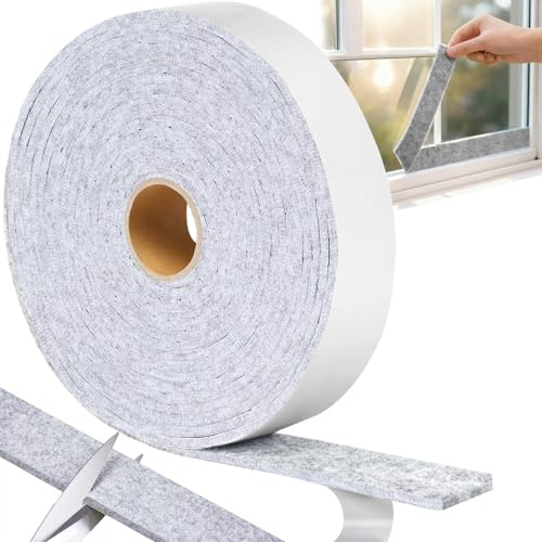 Filtband självhäftande 12 m x 3 cm filtremsor självhäftande filt filt tejp filtglid rulle grå för fönster möbler stolar