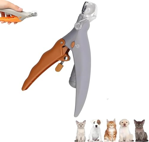 Generisch Claw Scissors, LED + Magnifying Glass, 5x Magnification, Safe Claw Scissors with Curved Stainless Steel Blade, for Dogs and Cats for Various Body Types, Pets