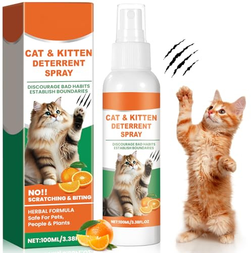 100ml Spray Repelente Gatos, Spray Antiarañazos Gatitos, Spray Ahuyentador de Gatos Pipi Stop, Ideal para Uso Interior y Exterior con Cat, Ingredientes Naturales para Proteger Muebles, Plantas, Suelos