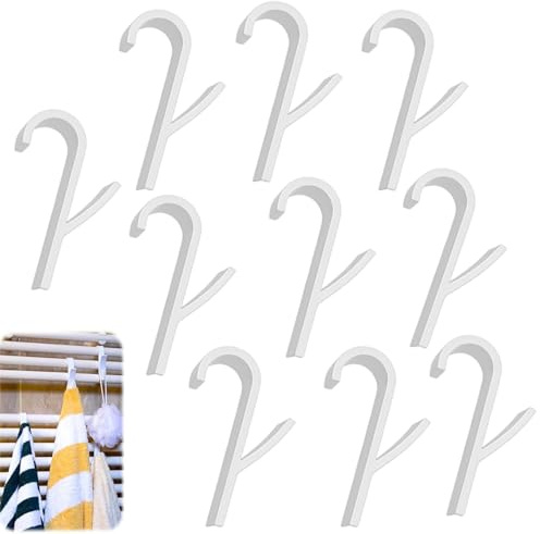 Zpeiran Crochet Radiateur Rond Blanc,10 Pièces Crochets à Serviettes pour Salle de Bain,Crochet Sèche-Serviette Amovible et Universel,pour Porte-Serviettes Radiateur en Plastique Durable