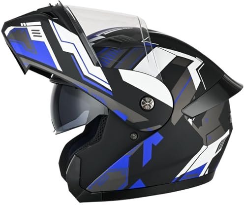 Motorrad Full Face Helm ECE 22.06 Zertifiziert Klapphelm Mit Sonnenblende Für Modular Helm Scooter Roller Moped Helm ABS-Gehäuse Winddicht H,XXL=(63-64CM)