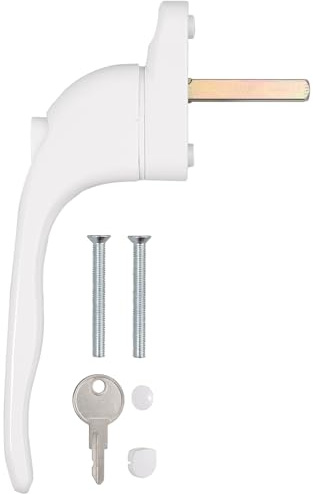 Kamtop uPVC Window Handle, 43mm Spindle, Lockable, White, 1 Pack