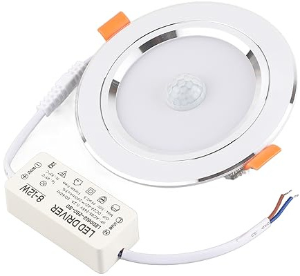 Zerodis Luz de Techo Empotrable con Sensor de Movimiento de 18 LED, Color Blanco, Iluminación Interior para Pasillos y Estacionamientos (18 cuentas de lámpara)