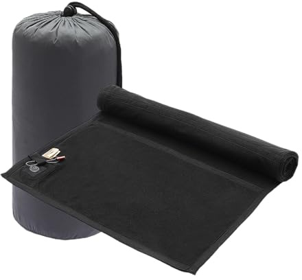 YsXoWiui Sacco a Pelo, Materassino Da Campeggio, Coperta Riscaldata, Riscaldatore Multifunzione, Alimentazione Tramite USB, Pieghevole E Tracolla per Attività, Nero