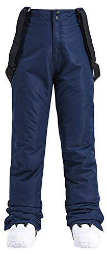 Pantaloni da Sci Donna Salopette Imbottita Impermeabile Idrorepellente Ghette Neve Integrate Ginocchio Bretelle Staccabili Regolabili Tuta Invernale Montagna Softshell Sportivi Caldi (Blue, L)