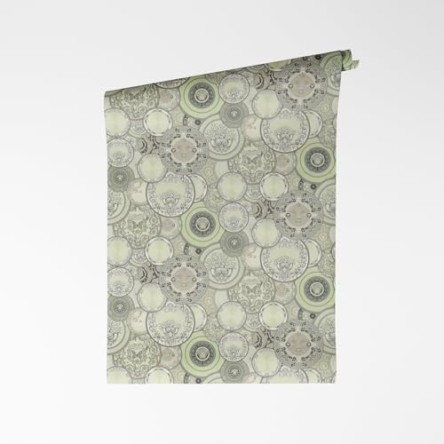 A.S. Création non-woven tapet med Medusahuvud i grönt, vitt, grått, metallic – lyxig barocktapet med metallic effekt 10,05 m x 0,70 m – 791362