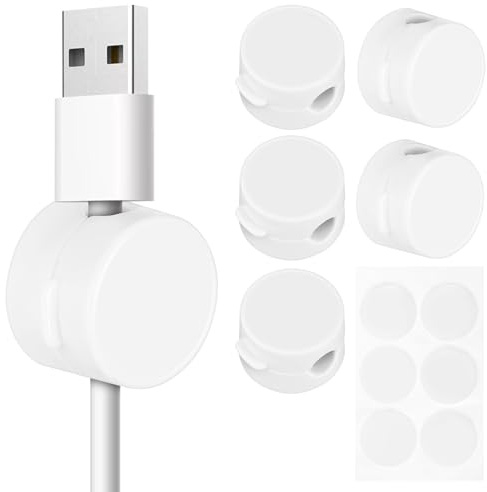 LOLIPPYY 6 Stück Magnetische Kabelhalter Clips Weiß Selbstklebende Kabelklemmen aus Kunststoff für Kabelmanagement Am Schreibtisch Platzsparend und Stabil für Ladekabel und Telefonkabel