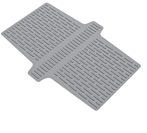 HpLive Alfombrilla de silicona para fregadero, alfombrilla de silicona para escurrir platos, antideslizante, protección para fregaderos dobles, separación central (gris)