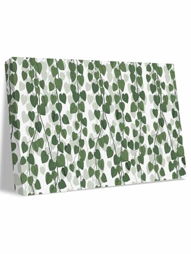 Canvas Wall Art, Spring Plants Ivy Framed Canvas Print Ready to Hang, Green Heartleaf Philodendron Wall Decorations for Living Room Bedroom Office Home Decor